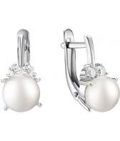 Серебряные серьги De Fleur 28688S1 с жемчугом, фианитами