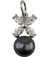 Серебряный кулон De Fleur 29071S2 c жемчугом, фианитом