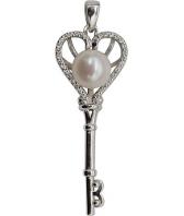 Серебряный кулон De Fleur 29080S1 c жемчугом, фианитом