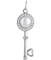 Серебряный кулон De Fleur 29081S1 c жемчугом, фианитом