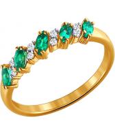 Золотое кольцо SOKOLOV 3010027_s с изумрудами, бриллиантами