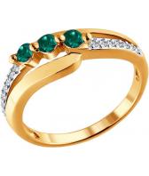 Золотое кольцо SOKOLOV 3010195_s с изумрудами, бриллиантами