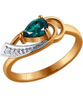 Золотое кольцо SOKOLOV 3010345_s с изумрудом, бриллиантами
