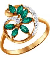 Золотое кольцо SOKOLOV 3010457_s с изумрудами, бриллиантами