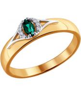 Золотое кольцо SOKOLOV 3010520_s с изумрудом, бриллиантами