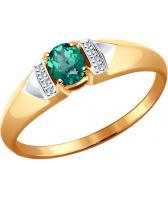 Золотое кольцо SOKOLOV 3010540_s с изумрудом, бриллиантами