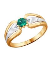 Золотое кольцо SOKOLOV 3010543_s с бриллиантами, гидротермальным изумрудом