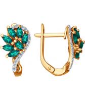 Золотые серьги SOKOLOV 3020260_s с изумрудами, бриллиантами