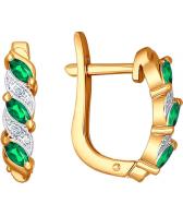 Золотые серьги SOKOLOV 3020283_s с изумрудами, бриллиантами