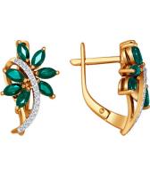 Золотые серьги SOKOLOV 3020322_s с изумрудами, бриллиантами