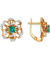 Золотые серьги SOKOLOV 3020329_s с изумрудами, бриллиантами