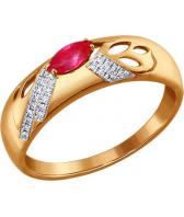 Золотое кольцо с рубином и бриллиантами SOKOLOV 4010576_s
