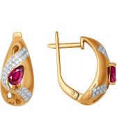 Золотые серьги SOKOLOV 4020340_s с бриллиантами, рубинами
