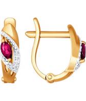 Золотые классические серьги SOKOLOV 4020353_s c бриллиантом, рубином