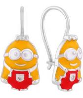 Детские серебряные серьги Национальное Достояние 45122A-nd с эмалью, фианитами