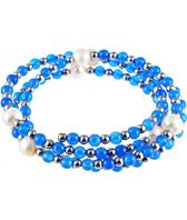 Широкий браслет из бусин Element47 by JV 4B0007 с агатом, жемчугом