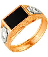 Мужская золотая печатка перстень Караваевская Ювелирная Фабрика 51-0077 с ониксом