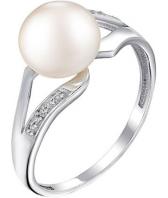 Серебряное кольцо De Fleur 51360S1 с жемчугом, фианитами