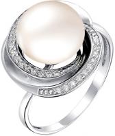 Серебряное кольцо De Fleur 51381S1 с жемчугом, фианитами