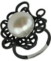 Серебряное кольцо De Fleur 51389S1B с эмалью с жемчугом