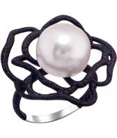 Серебряное кольцо De Fleur 51390S1B с эмалью с жемчугом