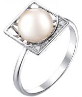 Серебряное кольцо De Fleur 51503S1 с жемчугом, фианитами
