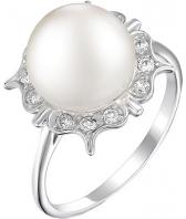 Серебряное кольцо De Fleur 51504S1 с жемчугом, фианитами