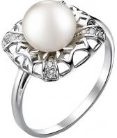 Серебряное кольцо De Fleur 51507S1 с жемчугом, фианитами