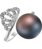 Серебряное кольцо корона De Fleur 51530S2 с жемчугом, фианитами