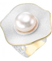 Серебряное кольцо De Fleur 51804Y1W с эмалью с жемчугом