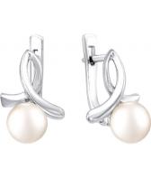 Серебряные серьги шарики De Fleur 52149S1 с жемчугом