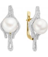 Серебряные серьги De Fleur 52261Y1W с эмалью, жемчугом