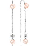 Серебряные серьги-протяжки De Fleur 52546S3 с жемчугом, фианитами