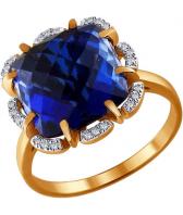 Золотое кольцо SOKOLOV 6012035_s с бриллиантами, гидротермальным сапфиром