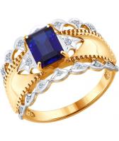 Золотое кольцо SOKOLOV 6012084_s с корундом, бриллиантами