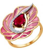 Золотое кольцо SOKOLOV 6019010_s с эмалью, рубином, бриллиантами