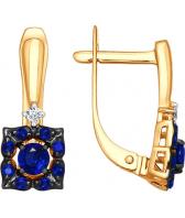 Золотые серьги SOKOLOV 6022036_s с корундами, бриллиантами