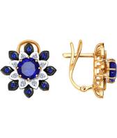 Золотые серьги SOKOLOV 6022053_s с корундами, бриллиантами