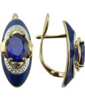 Золотые сережки с эмалью SOKOLOV 6022103_s с корундами, бриллиантами