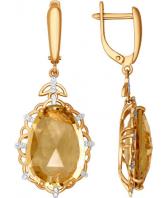Золотые длинные серьги SOKOLOV 6024031_s с бриллиантами, цитринами