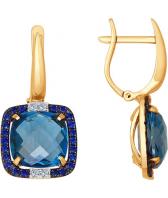 Золотые серьги SOKOLOV 6024040_s с корундами, топазами, бриллиантами