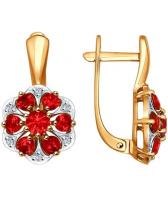 Золотые серьги SOKOLOV 6028010_s с искусственными корундами, бриллиантами