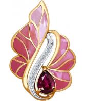 Золотой кулон SOKOLOV 6039017_s c эмалью, бриллиантом, рубином