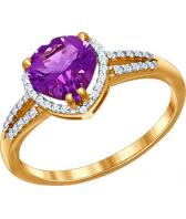 Золотое кольцо SOKOLOV 712214_s с аметистом, фианитом