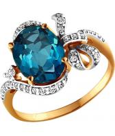 Золотое кольцо SOKOLOV 712707_s с топазом, фианитом