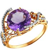 Золотое кольцо SOKOLOV 712739_s с аметистом, фианитами