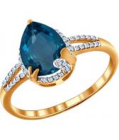 Золотое кольцо SOKOLOV 712877_s с топазом, фианитами