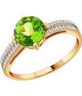 Золотое кольцо SOKOLOV 712907_s с хризолитом, фианитами