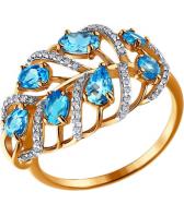 Золотое кольцо SOKOLOV 713034_s с топазами, фианитом