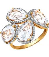 Золотое кольцо SOKOLOV 713091_s с горным хрусталем, фианитами
